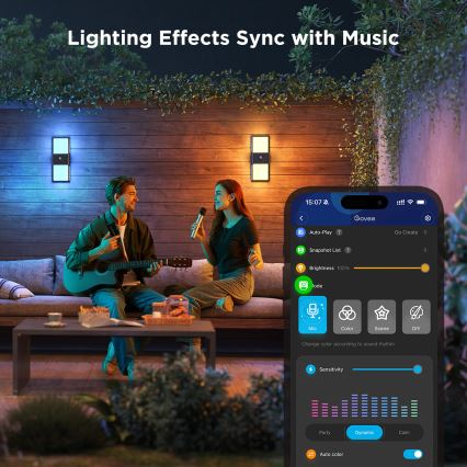 Govee - LED RGBIC dæmpbar udendørs vægarmatur med sensor MATTER LED/230V IP65 2700-6500K Wi-Fi