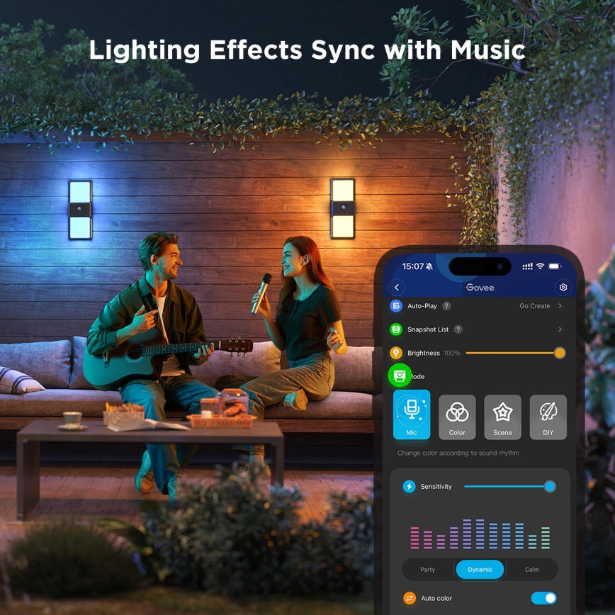 Govee - LED RGBIC dæmpbar udendørs vægarmatur med sensor MATTER LED/230V IP65 2700-6500K Wi-Fi