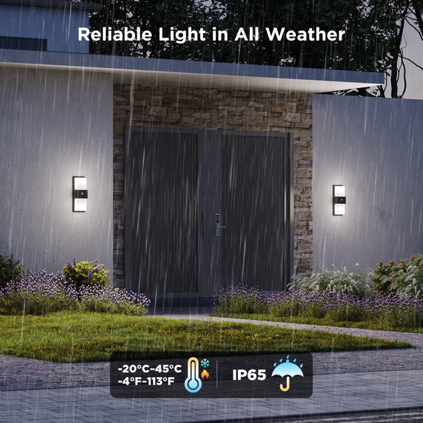 Govee - LED RGBIC dæmpbar udendørs vægarmatur med sensor MATTER LED/230V IP65 2700-6500K Wi-Fi