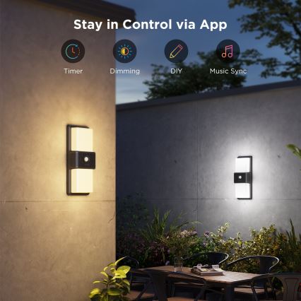 Govee - LED RGBIC dæmpbar udendørs vægarmatur med sensor MATTER LED/230V IP65 2700-6500K Wi-Fi