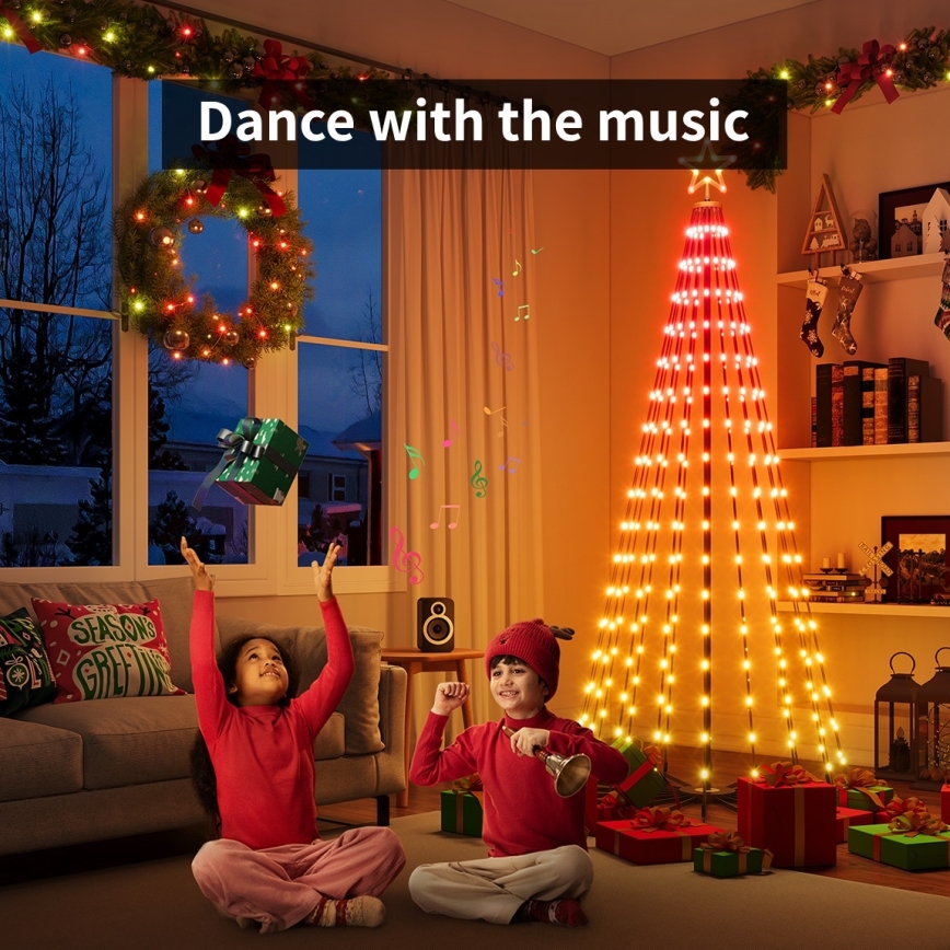 Govee - LED RGBIC Juletræ med stjerne LED/15W/230V IP65 1,8m Matter Wi-Fi