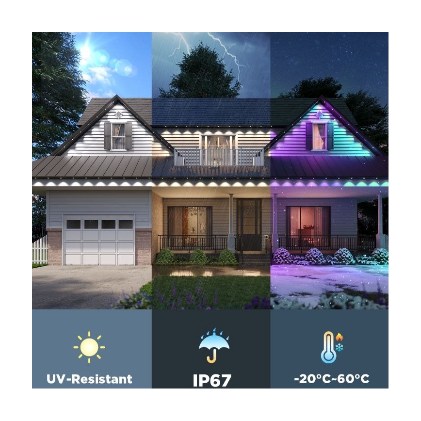 Govee - LED RGBIC lyssnor med downlights 30 m Wi-Fi Matter IP67