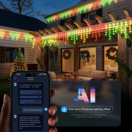 Govee - LED RGBIC Udendørs istap-lyskæde 10m Wi-Fi Matter IP65