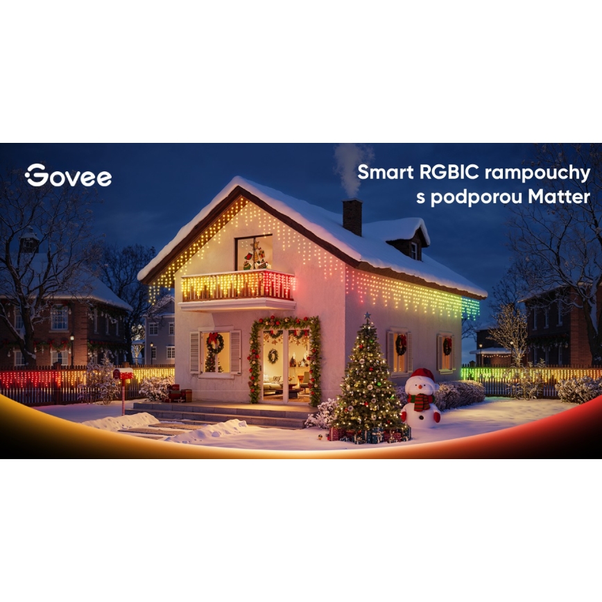 Govee - LED RGBIC Udendørs istap-lyskæde 10m Wi-Fi Matter IP65
