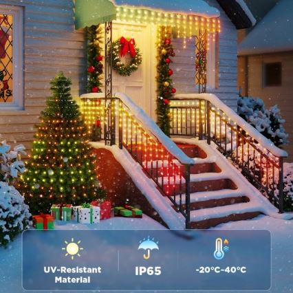 Govee - LED RGBIC Udendørs lyskæde Smart istapper 10m Wi-Fi Matter IP65