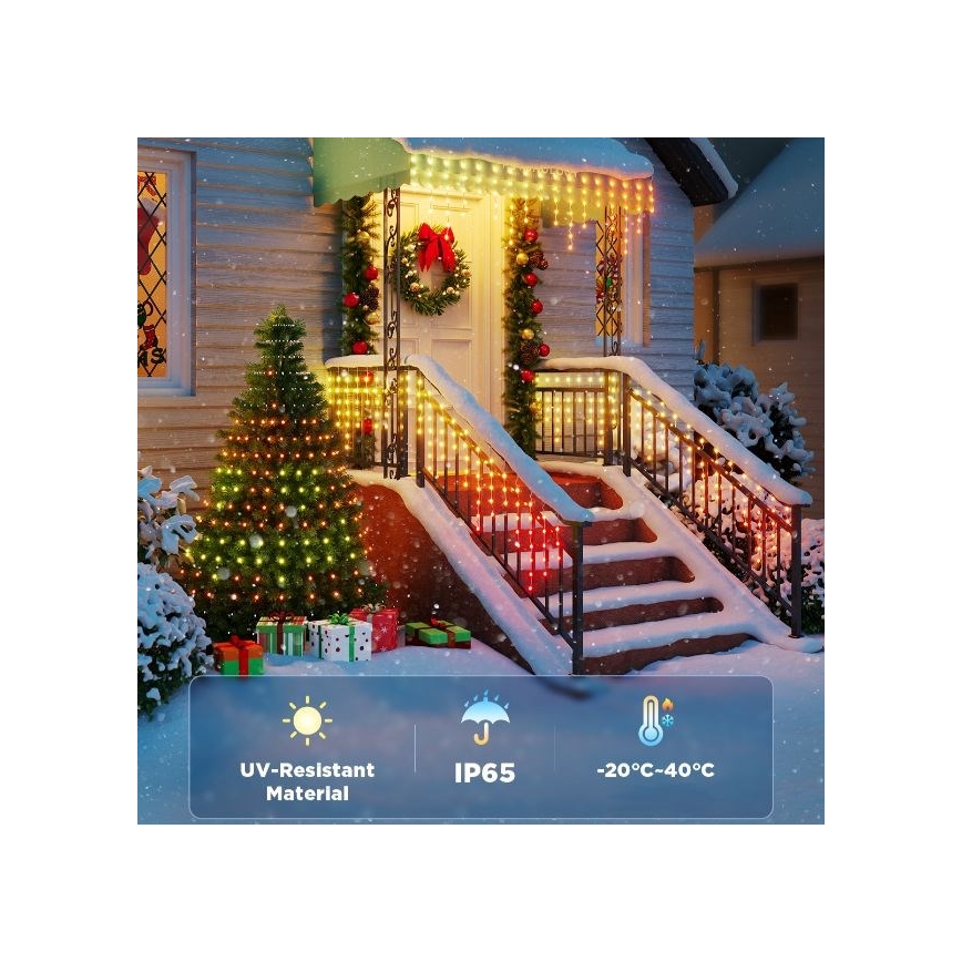 Govee - LED RGBIC Udendørs lyskæde Smart istapper 10m Wi-Fi Matter IP65