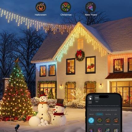 Govee - LED RGBIC Udendørs lyskæde Smart istapper 10m Wi-Fi Matter IP65