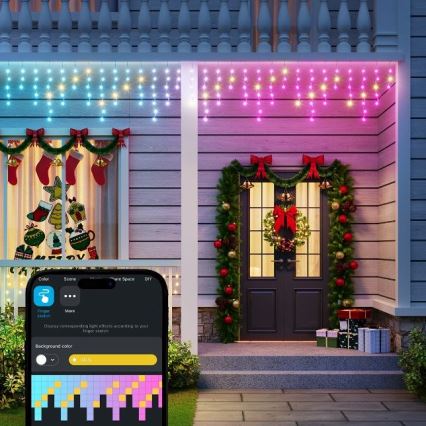 Govee - LED RGBIC Udendørs lyskæde Smart istapper 10m Wi-Fi Matter IP65