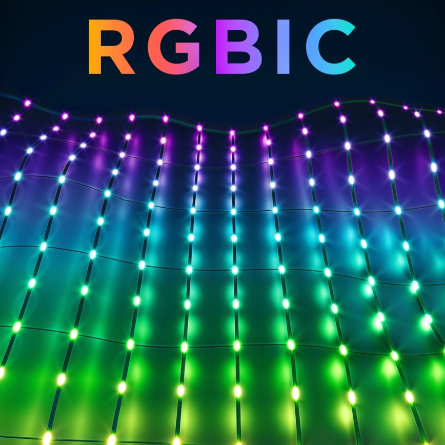 Govee - LED RGBIC Udendørs lysnet 143x85cm Wi-Fi Matter IP65