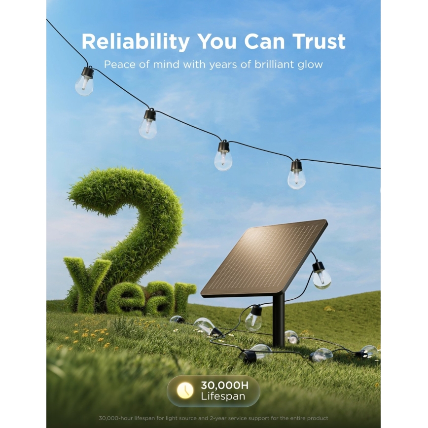 Govee - LED RGBICW solcelledrevet lyskæde 8xLED/6W/5V Wi-Fi Matter IP67