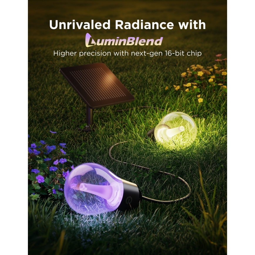 Govee - LED RGBICW solcelledrevet lyskæde 8xLED/6W/5V Wi-Fi Matter IP67