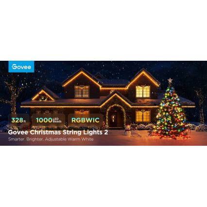 Govee - LED RGBICW Udendørs julekæde 2700-6500K 20m Wi-Fi Matter IP66