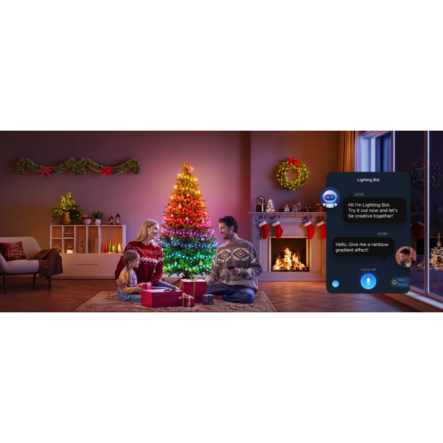 Govee - LED RGBICW Udendørs julekæde 2700-6500K 20m Wi-Fi Matter IP66