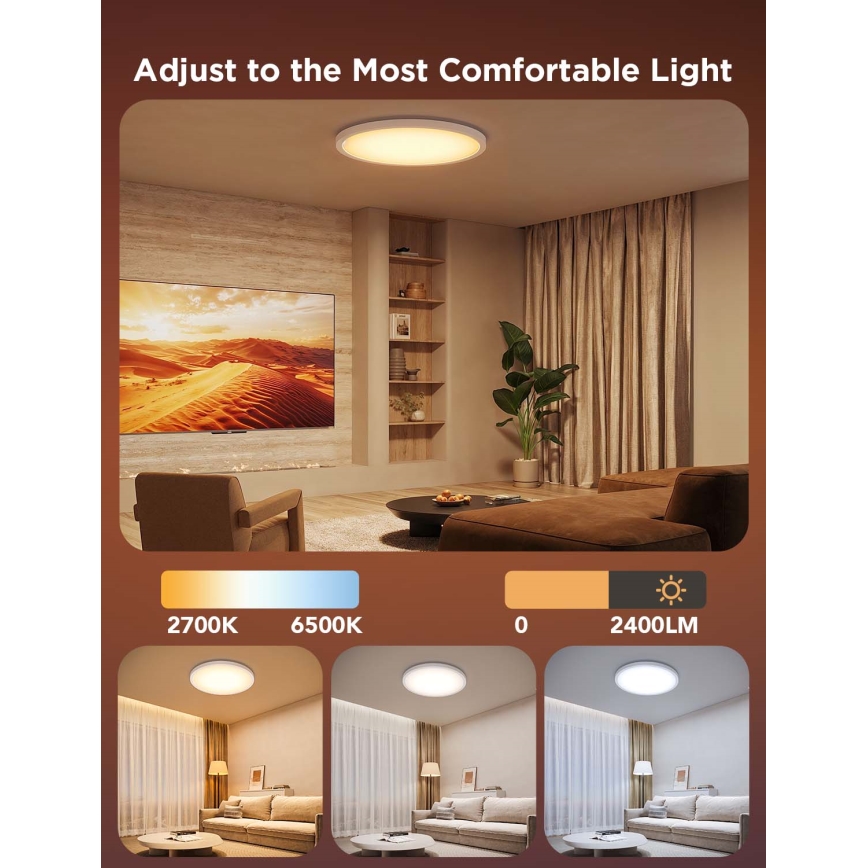 Govee - LED RGBICWW Dæmpbar loftlampe LED/29W/230V Ø 30 cm Matter Wi‑Fi