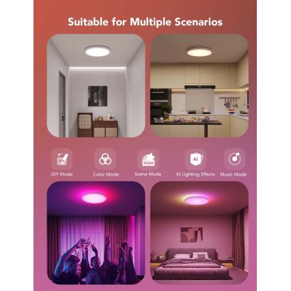 Govee - LED RGBICWW Dæmpbar loftlampe LED/29W/230V Ø 30 cm mat Wi-Fi