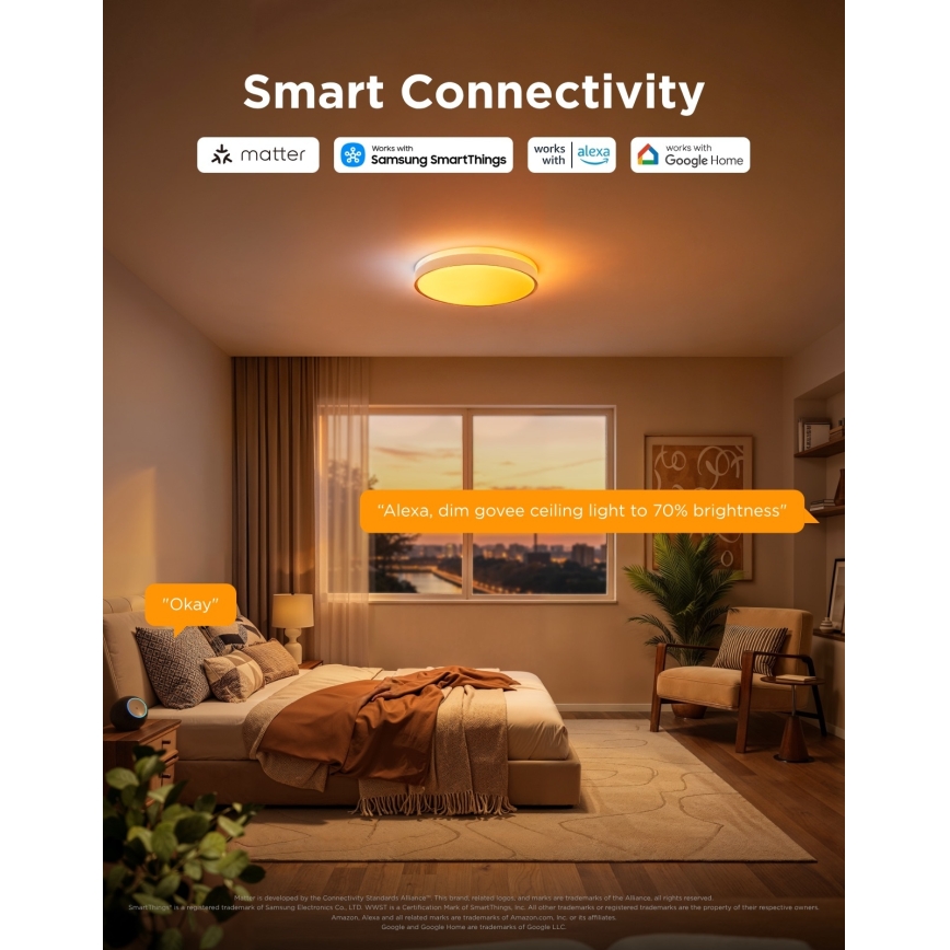 Govee - LED RGBICWW Dæmpbar loftlampe LED/55W/230V Ø 46 cm Matter Wi-Fi
