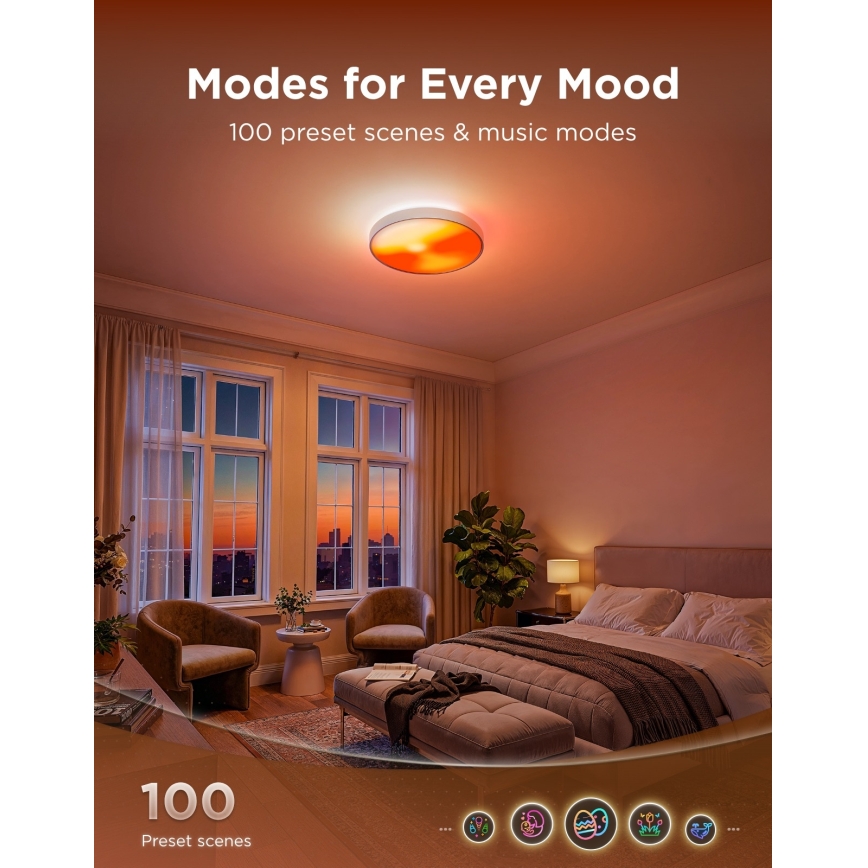 Govee - LED RGBICWW Dæmpbar loftlampe LED/55W/230V Ø 53 cm Matter Wi-Fi