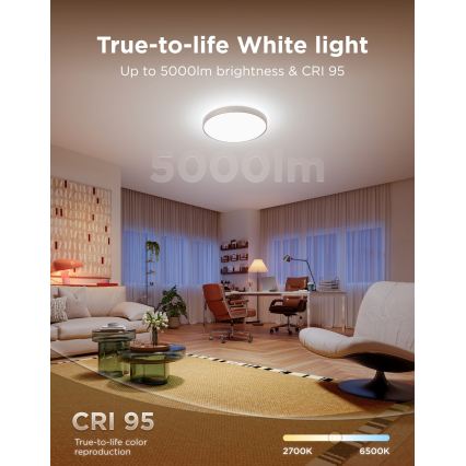 Govee - LED RGBICWW Dæmpbar loftlampe LED/55W/230V Ø 53 cm Matter Wi-Fi