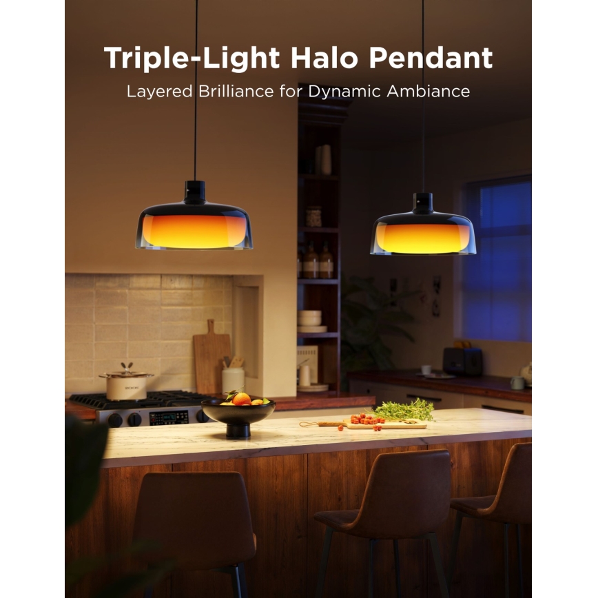 Govee - LED RGBICWW, dæmpbar pendel med wireophæng, LED/21W/230V, Matter, Wi-Fi