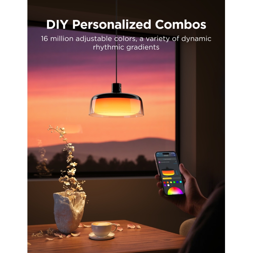 Govee - LED RGBICWW, dæmpbar pendel med wireophæng, LED/21W/230V, Matter, Wi-Fi