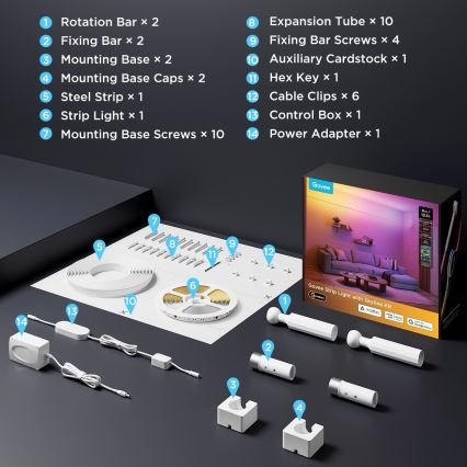 Govee - LED RGBICWW Ophængt LED-lysbånd/36W/24V 4m Skyline Matter Wi-Fi