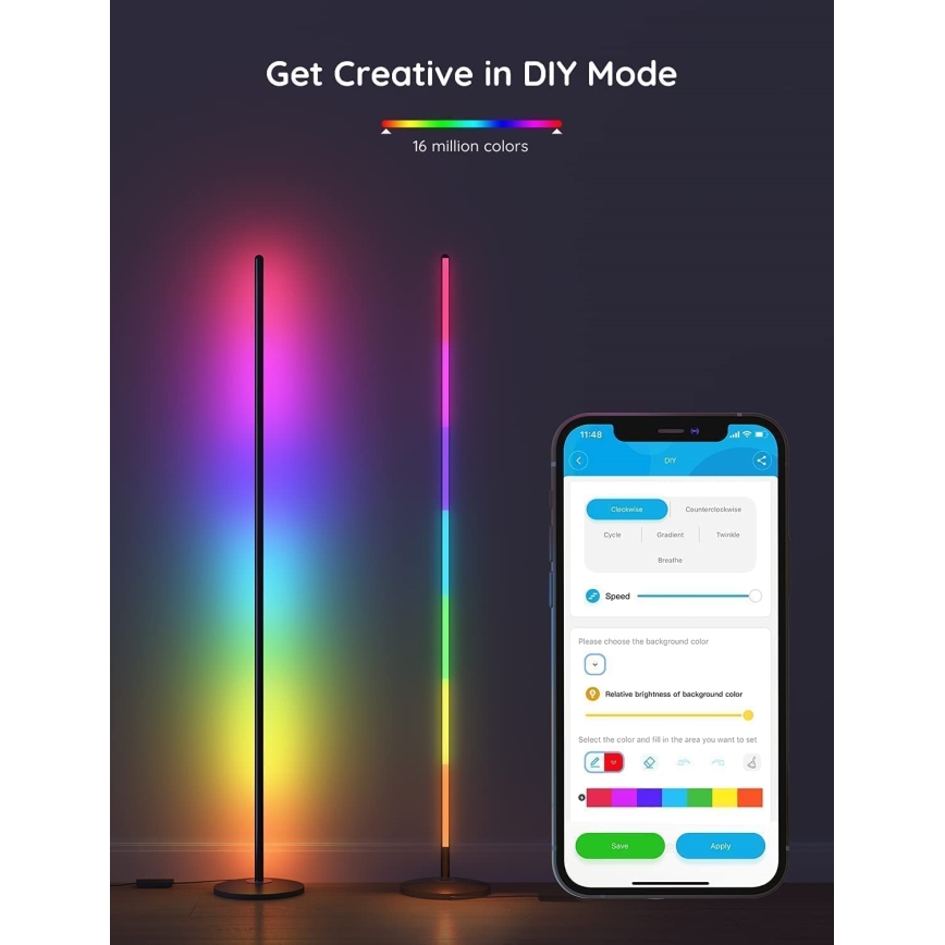 Govee - LED RGBW dæmpbar gulvlampe LITE MATTER LED/24W/230V Wi-Fi