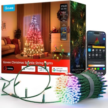 Govee - LED RGBWIC Udendørs julelyskæde 2700-6500K 30m Wi-Fi Matter IP65
