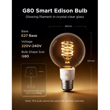 Govee - LED RGBWW dæmpbar pære Smart MATTER G80 E27/5W/230V 2700-6500K Wi-Fi