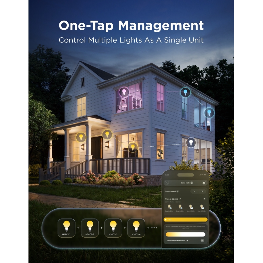Govee - LED RGBWW dæmpbar pære Smart MATTER G80 E27/5W/230V 2700-6500K Wi-Fi