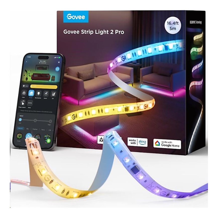 Govee - LED strip dæmpbar RGBWWIC 2 Pro 5 m Wi-Fi Matter