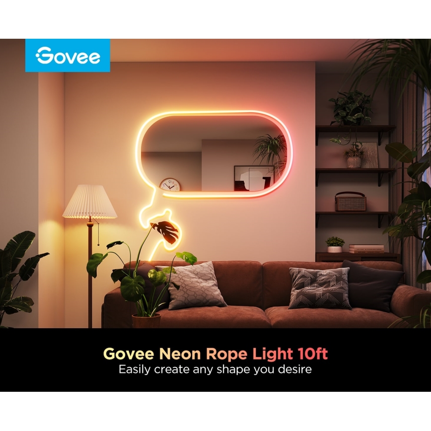 Govee - Neon 2 MATTER bøjelig LED lysbånd 3m RGBIC Wi-Fi IP67