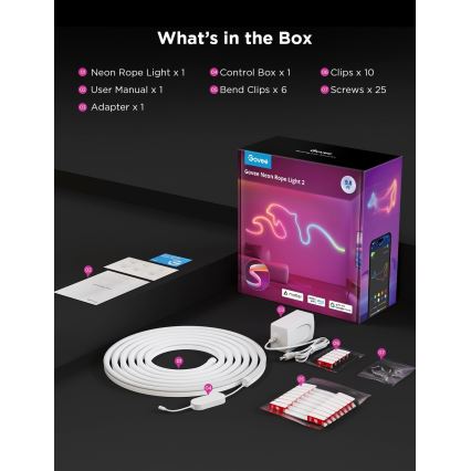 Govee - Neon 2 MATTER fleksibel RGBIC LED-strimmel 3 m med Wi-Fi