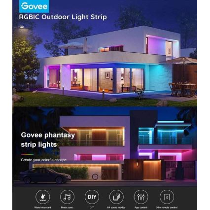 Govee - Phantasy Udendørs Pro SMART LED strips 10m - udendørs RGBIC Wi-Fi IP65