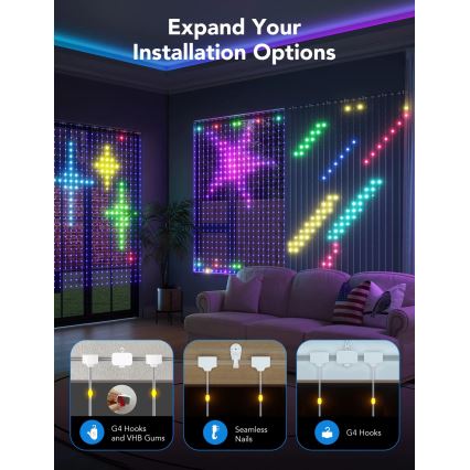 Govee - RGBIC Curtain Belysning 520 LED 1,5x2m Wi-Fi IP65