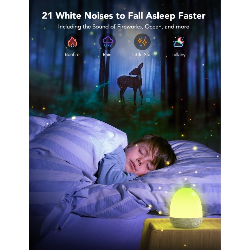 Govee - RGBIC Smart LED natlampe med højttaler og Wi-Fi