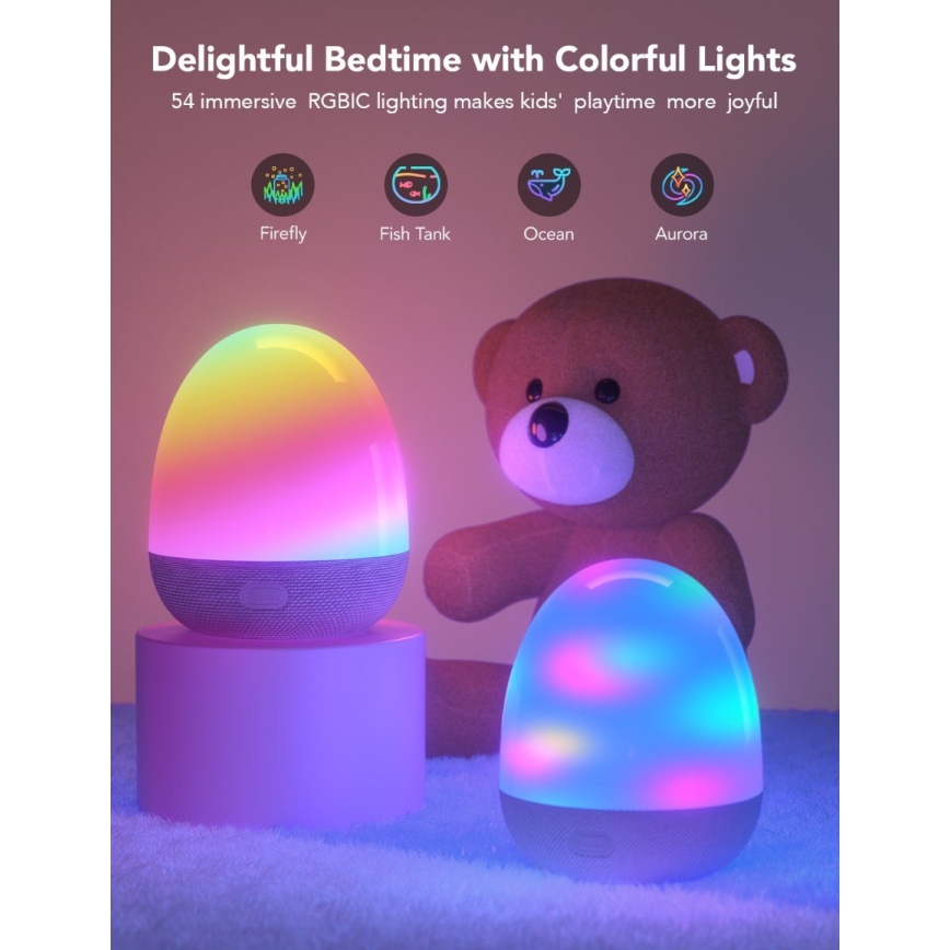 Govee - RGBIC Smart LED natlampe med højttaler og Wi-Fi