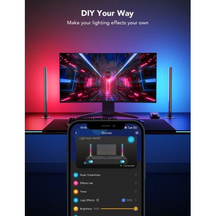 Govee - Smart Gaming WiFi LED-paneler + Smart Dual-controller, hvid, Wi-Fi