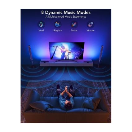 Govee - SMART LED RGBIC-panel 38 cm til TV 43-75 - 2 stk. Wi-Fi