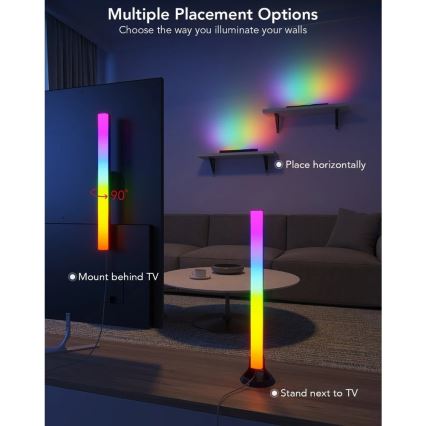 Govee - SMART LED RGBIC-panel 38 cm til TV 43-75 - 2 stk. Wi-Fi