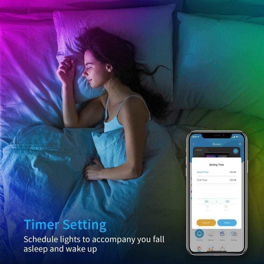 Govee - Smart LED strip m. RGB-farver 15 m Wi-Fi + fjernbetjening