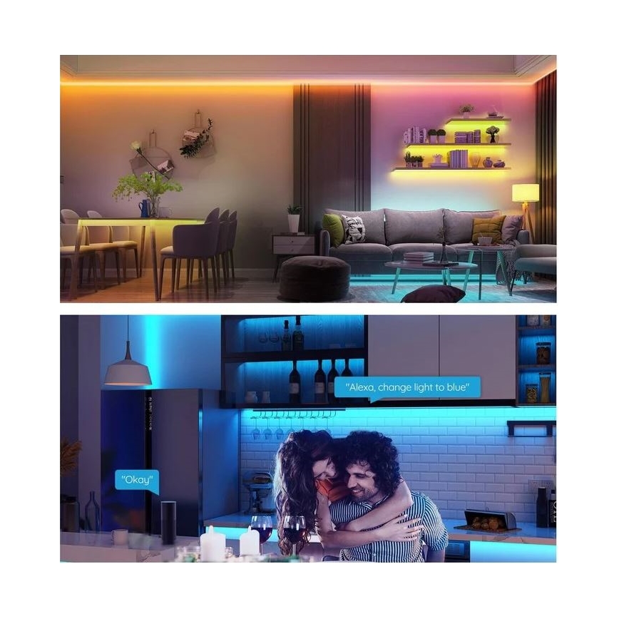 Govee - Smart LED strip m. RGB-farver 15 m Wi-Fi + fjernbetjening