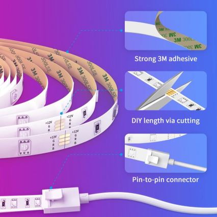 Govee - Smart LED strip m. RGB-farver 15 m Wi-Fi + fjernbetjening