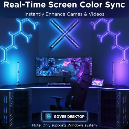 Govee - Smart RGBIC Gaming Pro lyspaneler med Matter og Wi-Fi