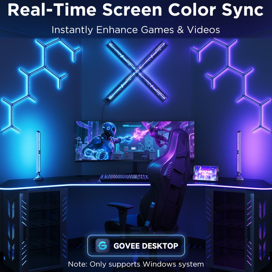 Govee - Smart RGBIC Gaming Pro lyspaneler med Matter og Wi-Fi