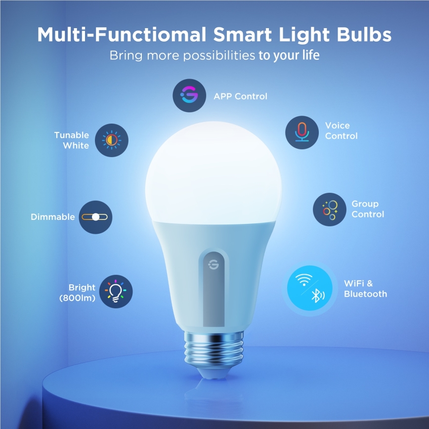 Govee - Sæt 2x Smart dæmpbar LED-pære MATTER A60 E27/9W/230V 2700-6500K Wi-Fi