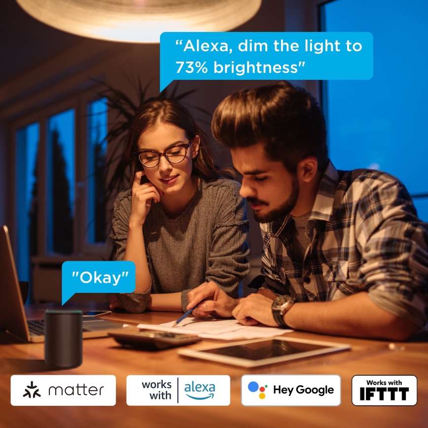 Govee - Sæt 2x Smart dæmpbar LED-pære MATTER A60 E27/9W/230V 2700-6500K Wi-Fi
