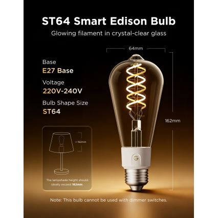 Govee - Sæt 2xLED RGBWW Dæmpbar pære Smart MATTER ST64 E27/5W/230V 2700-6500K Wi-Fi