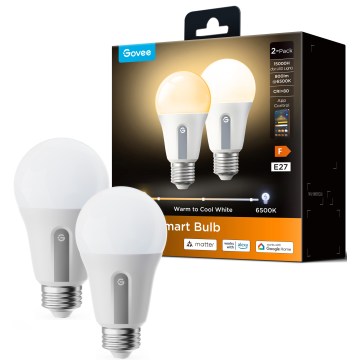Govee - Sæt 2x Smart dæmpbar LED-pære MATTER A60 E27/9W/230V 2700-6500K Wi-Fi