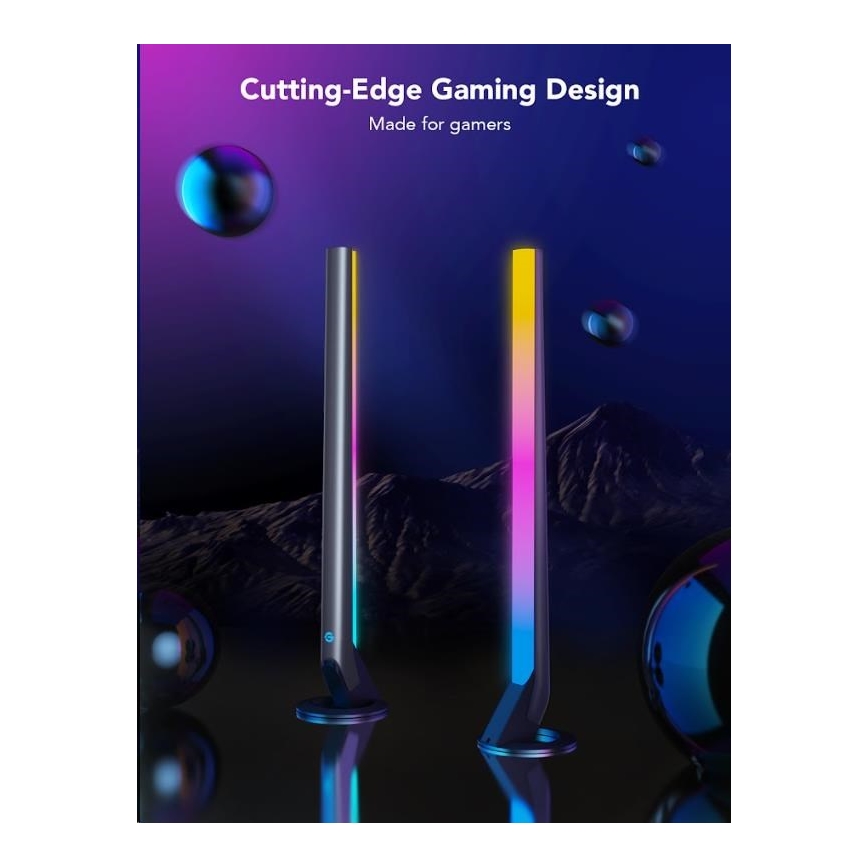 Govee - SÆT 2x Smart Gaming Wi-Fi LED RGBIC Paneler + Smart Dual sort + fjernbetjening