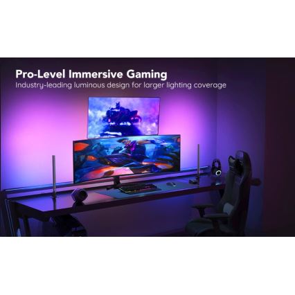Govee - SÆT 2x Smart Gaming Wi-Fi LED RGBIC Paneler + Smart Dual sort + fjernbetjening